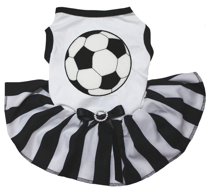 Petitebella Soccer Puppy Dog Dress (White/Stripes, XXX-Large)
